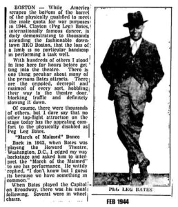 news article peg leg bates feb 1944