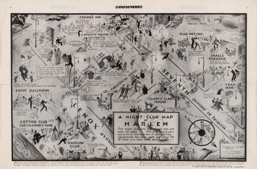 a night club map of harlem de e. simms campbell, 1932