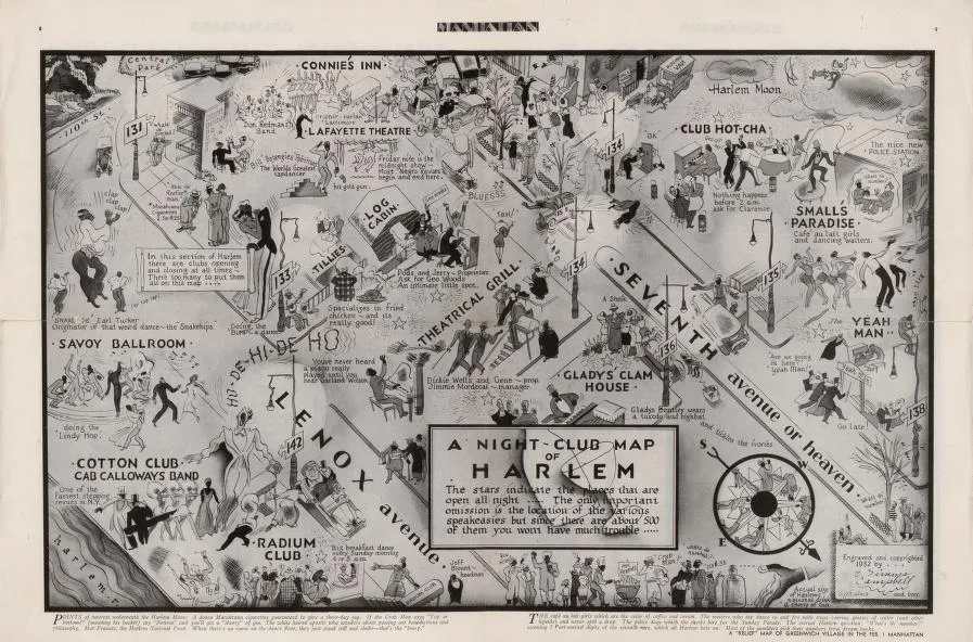 a night club map of harlem de e. simms campbell, 1932